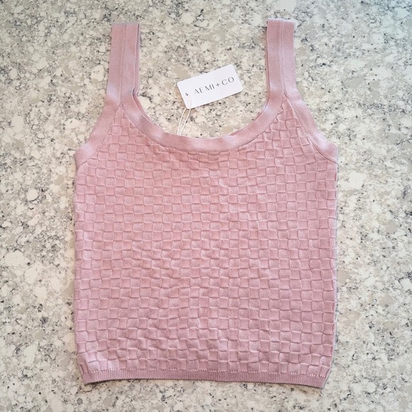 AEMI+CO Tops - AEMI + CO Pink Checkered Knit Sweater Tank Top NWT Small coquette y2k